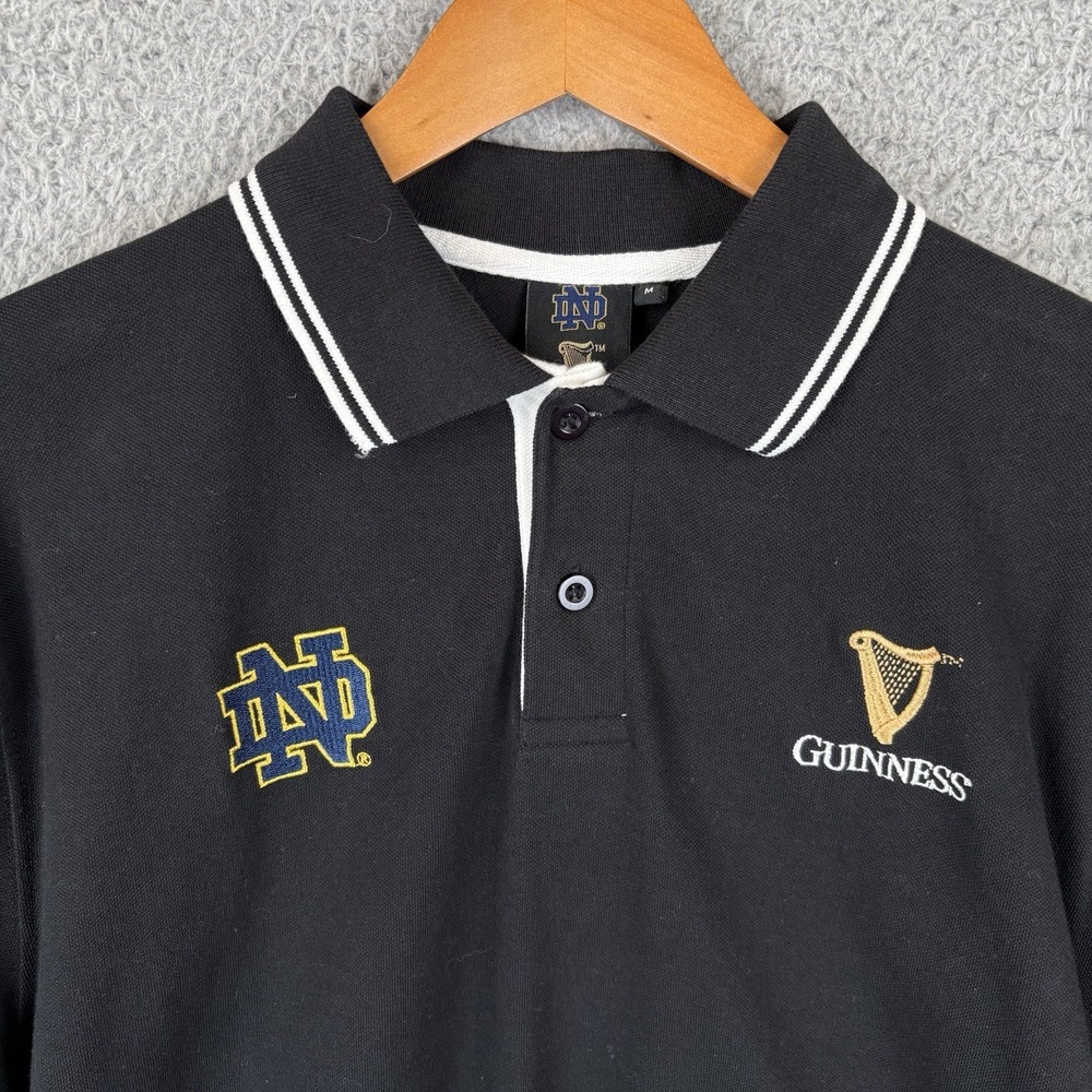 Notre Dame Fighting Irish Shirt Mens Medium Black Polo Guinness Beer Golf Logo - Picture 2 of 7